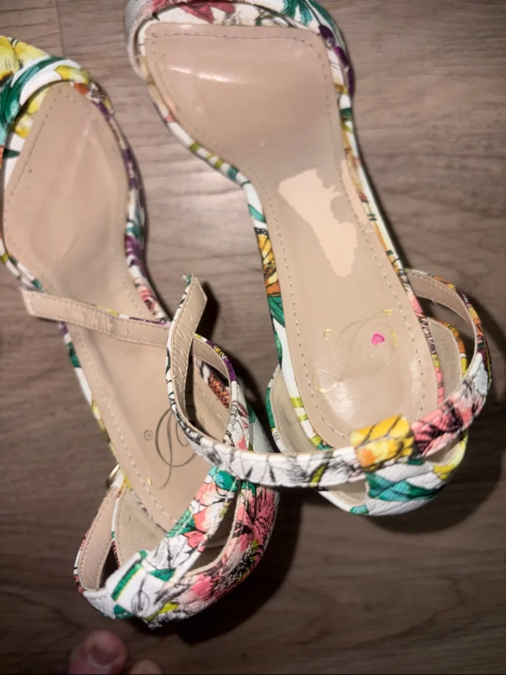D brand Tropical Floral Ankle-Strap Heels - White Multi 7